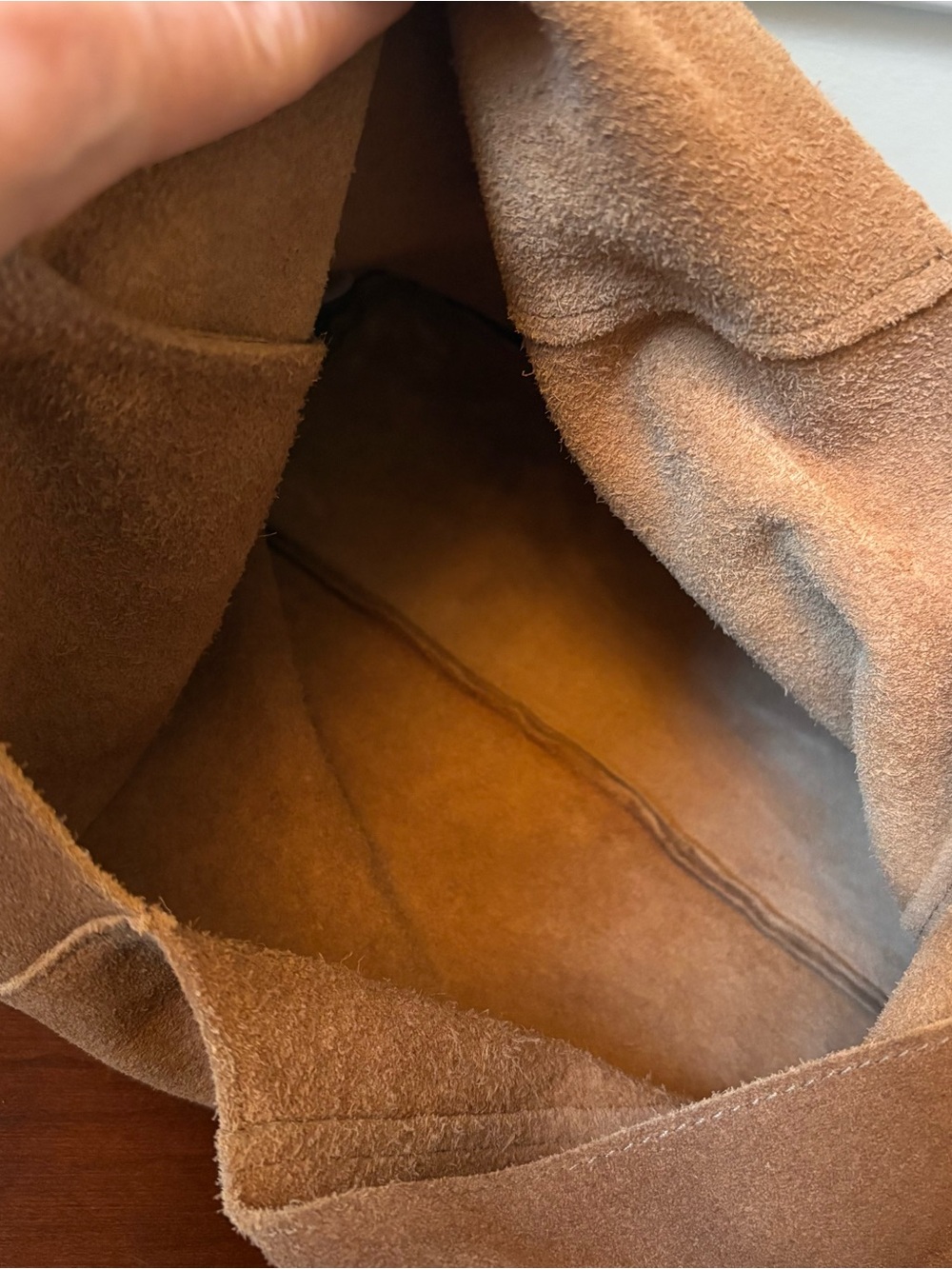 HAUTE HIPPIE STYLE Triangle Hobo Shoulder Bag 100% Genuine Suede Camel NWT Boho - Picture 14 of 16